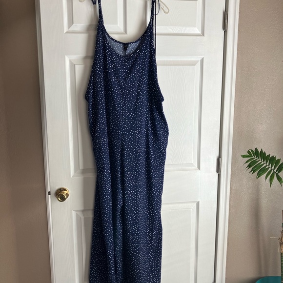 SHEIN 1xl full length jumpsuit. Navy blue with white dots. - Picture 1 of 7